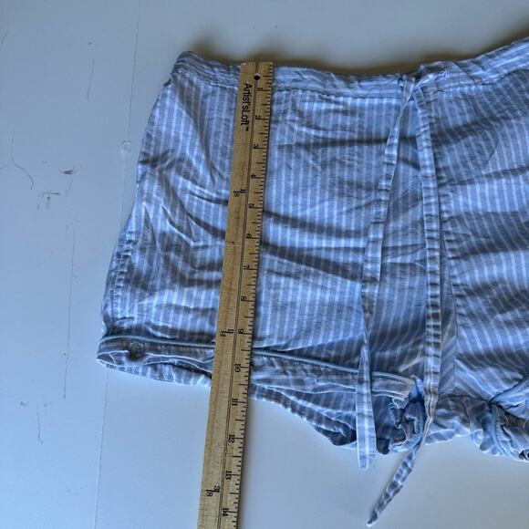 Marigot Amboise Short Pajama Set Sky Blue Striped Size Medium 100% Cotton Summer - Picture 11 of 13